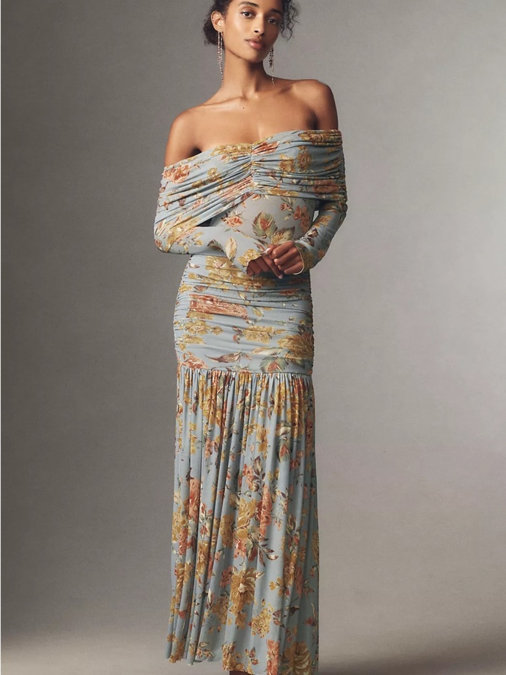 AFRM Emmeline Off-the-Shoulder Long-Sleeve Lace Maxi Dress